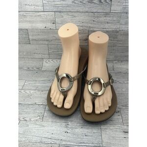 Vionic Karina Metallic Thong Sandals Women Size 8 Comfort Arch Support‎ Gold